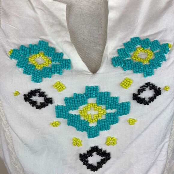 Kenji Anthropologie native SW beaded lined dress w/elastic drawstring waist - Picture 3 of 11